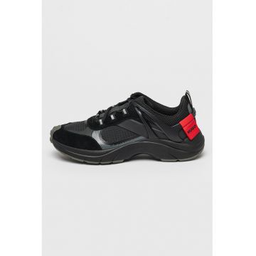 Pantofi de piele ecologica cu insertii de plasa