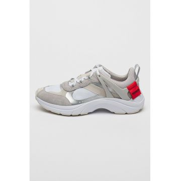 Pantofi de piele ecologica cu insertii de plasa