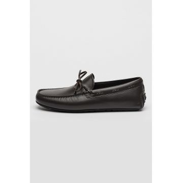 Pantofi loafer de piele cu varf patrat