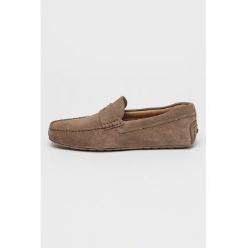 Pantofi loafer de piele intoarsa cu varf patrat