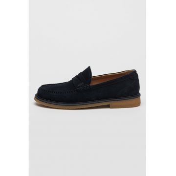 Pantofi loafer de piele intoarsa cu varf rotund