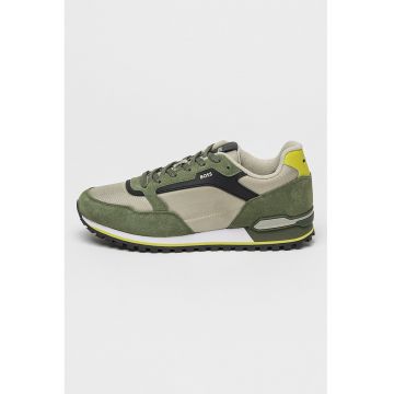 Pantofi sport cu insertii de plasa si piele intoarsa Parkour