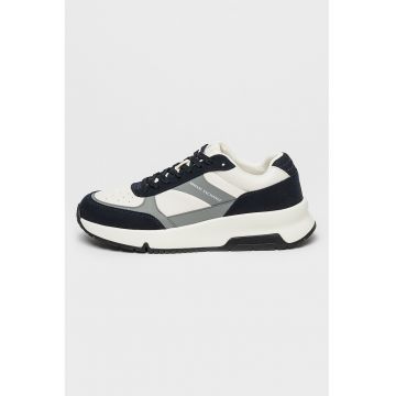 Pantofi sport de piele ecologica cu garnituri din material textil