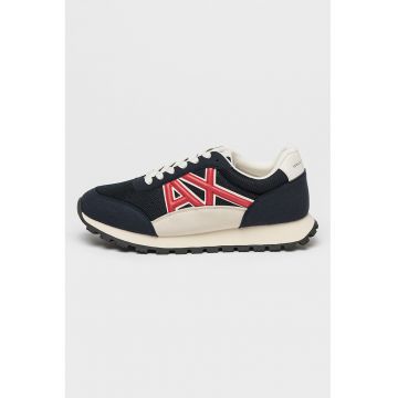 Pantofi sport din material textil cu insertii de piele intoarsa sintetica