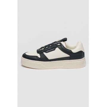Pantofi sport din piele ecologica cu aspect contrastant