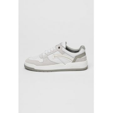 Pantofi sport low-cut din piele si piele intoarsa Grid