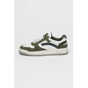 Pantofi sport low-cut din piele si piele intoarsa Grid