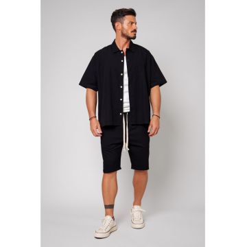 Set Camasa Oversized si Pantalon scurt Black Negru