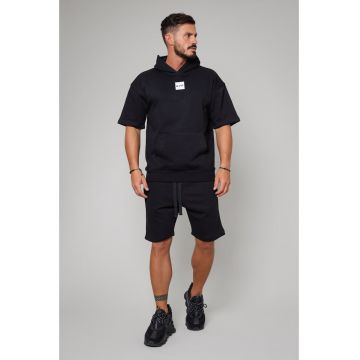 Set Malibu hanorac cu maneca scurta si pantalon scurt Black Negru