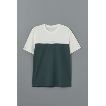Tricou colorblock cu decolteu la baza gatului