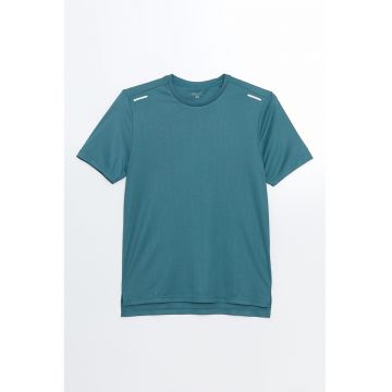 Tricou cu decolteu rotund si detalii reflectorizante