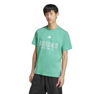 Tricou cu imprimeu logo si decolteu la baza gatului