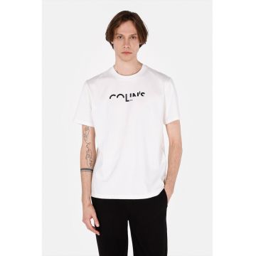 Tricou cu imprimeu si decolteu la baza gatului