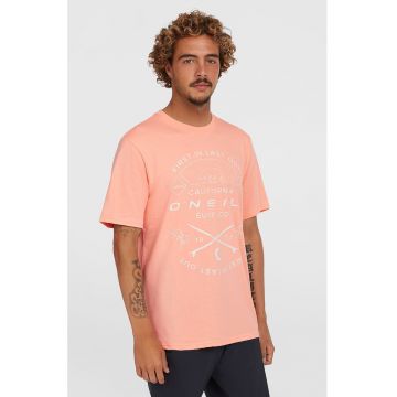 Tricou cu imprimeu si decolteu la baza gatului
