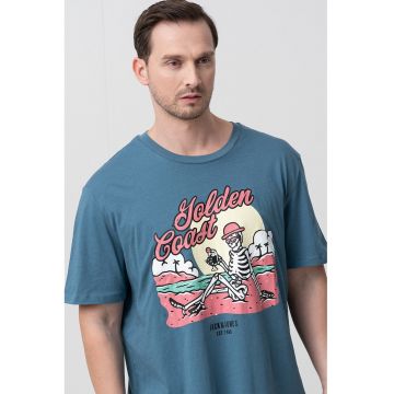 Tricou cu imprimeu si decolteu la baza gatului Elijah