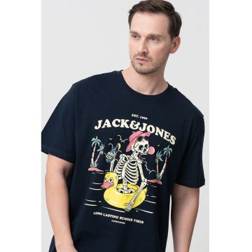 Tricou cu imprimeu si decolteu la baza gatului Elijah
