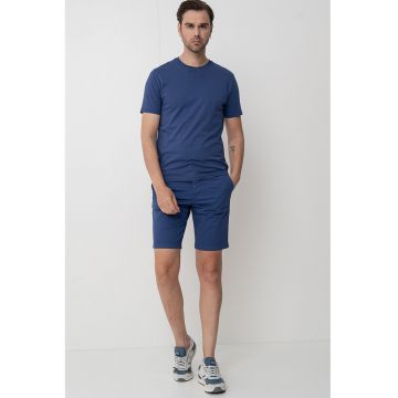 Tricou de bumbac cu decolteu la baza gatului