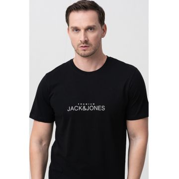 Tricou de bumbac cu decolteu la baza gatului
