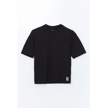 Tricou din amestec de bumbac cu decolteu la baza gatului