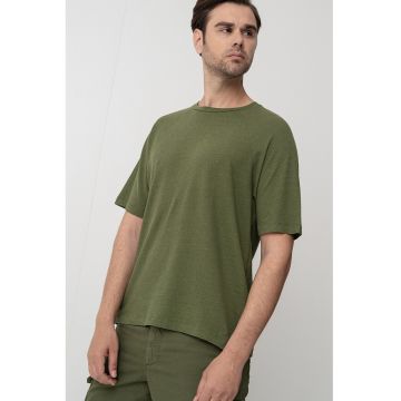 Tricou din amestec de in cu maneci raglan