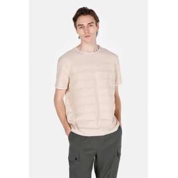 Tricou din bumbac cu decolteu la baza gatului