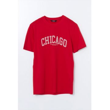 Tricou din bumbac cu imprimeu text
