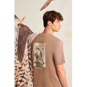 tricou din bumbac culoarea bej, cu imprimeu tricou din bumbac culoarea bej, cu imprimeu