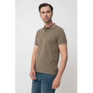 Tricou polo din bumbac cu model uni