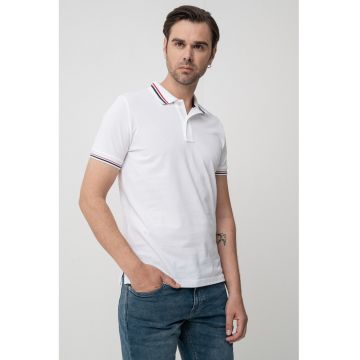 Tricou polo din bumbac cu model uni