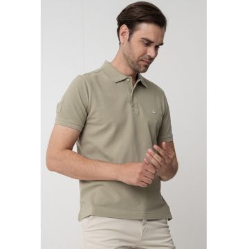 Tricou polo regular fit cu aspect pique