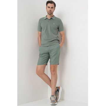 Tricou polo regular fit cu aspect pique