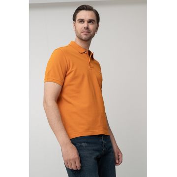 Tricou polo regular fit cu aspect pique