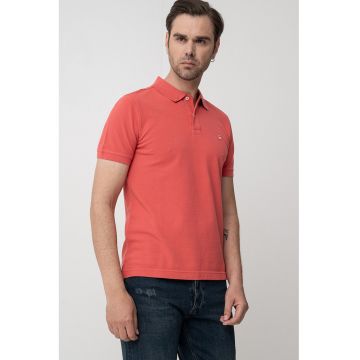 Tricou polo regular fit cu aspect pique