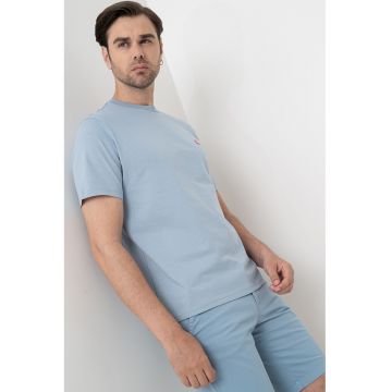 Tricou regular fit cu decolteu la baza gatului