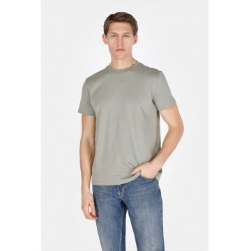 Tricou regular fit din bumbac cu decolteu la baza gatului