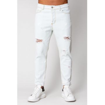 Blugi lungi din denim Regular Ripped Light Blue 16007