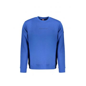 Bluza barbati fara fermoar cu imprimeu cu logo - Regular fit - Albastru inchis
