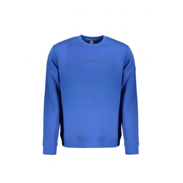 Bluza barbati fara fermoar cu imprimeu cu logo - Regular fit - Albastru inchis