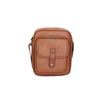 Geanta crossbody cu buzunar cu clapa - Maro