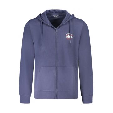 Hanorac barbati - din bumbac cu fermoar si logo - regular fit - bleumarin