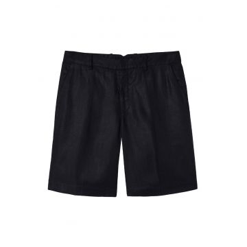 Pantaloni scurti de in cu talie medie - Albastru ultramarin