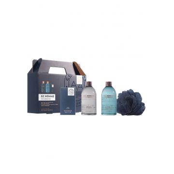 Set Cadou Full Body Cleanse - GC Homme Fine Grooming - Gel de Dus - Spuma de Baie pentru Relaxarea Muschilor - Sapun - Burete Exfoliant Corp -  4 articole