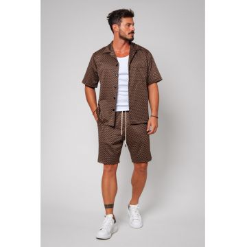Set Camasa si pantalon scurt Oversized Brown Maro