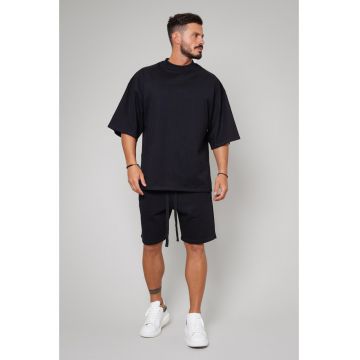 Set Thorr tricou huge oversized si pantalon scurt Black Negru