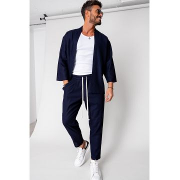 Set Tulum Jacheta tip kimono si pantalon lung Navy 15952