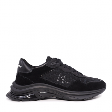 Sneakers bărbați Karl Lagerfeld A Lux Finesse negri din piele și textil 2056BP53165N