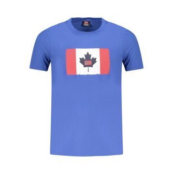 Tricou barbati cu imprimeu - din bumbac - albastru