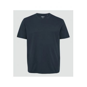 Tricou cu maneca scurta si decolteu la baza gatului - barbati big sizes - Negru