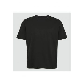 Tricou cu maneca scurta si decolteu la baza gatului - barbati big sizes - Negru
