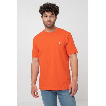 Tricou de bumbac cu decolteu la baza gatului